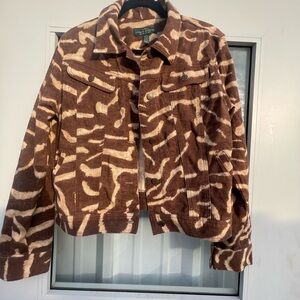Ralph Lauren Brown Animal Print Jean Jacket